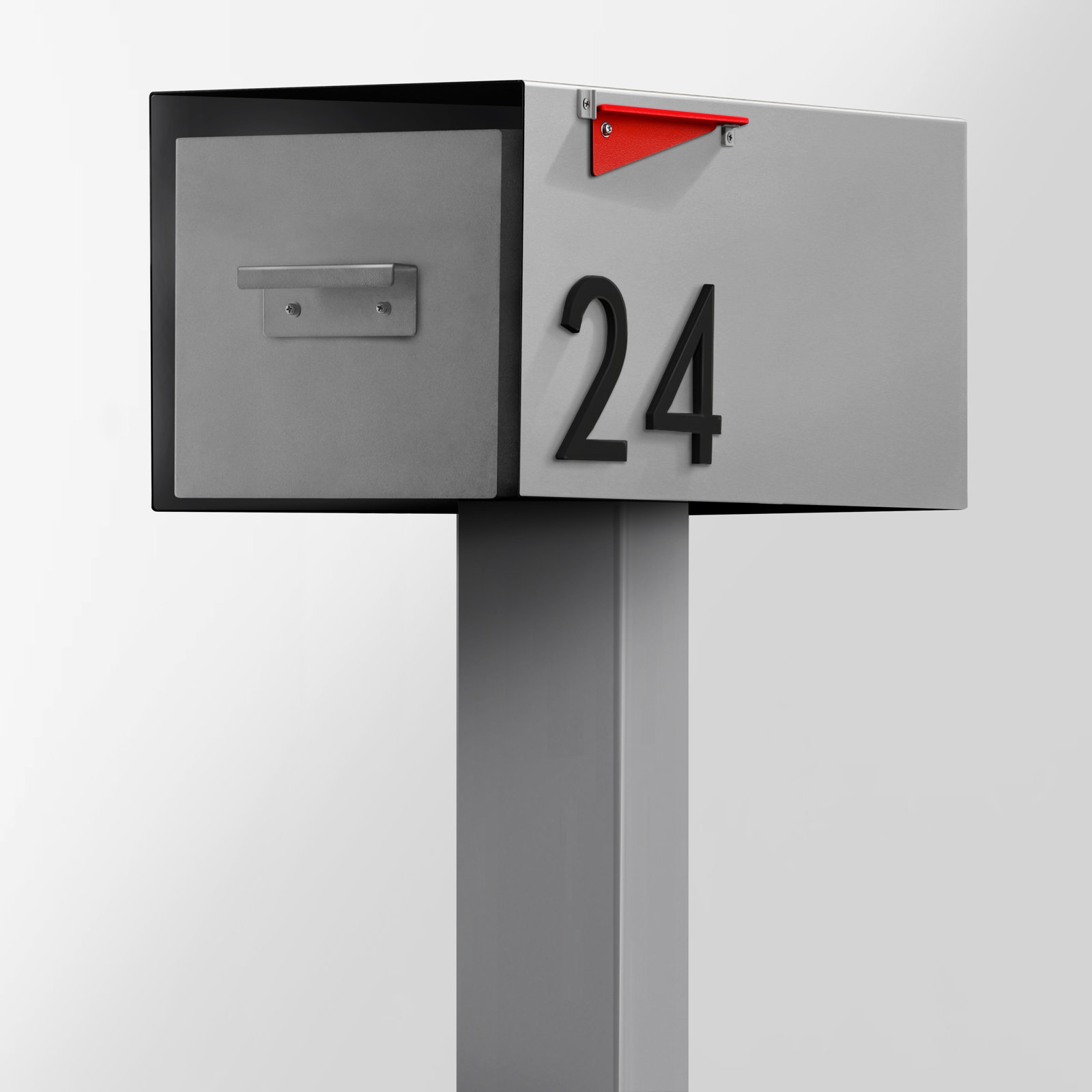 Post-Mounted Steel Mailbox, Gray/Black, Yes