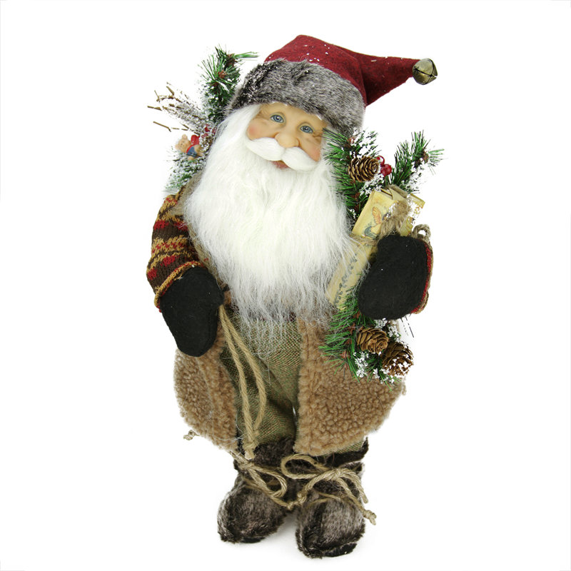 Figurine de père Noël rustique avec cadeau de Noël 16 po