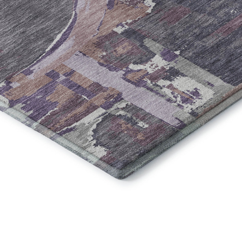 Tapis mauve de qualité supérieure lavable à la machine Prisco, Rectangle 10 pi x 14 pi