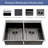 Double Bowl Drop In Sink- 33"X22" Gunmetal Black  Double Bowl Kitchen Sink 16 Gauge With Two 9" Deep Basin