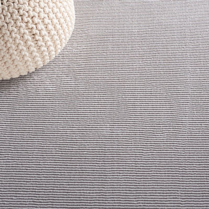 Tapis gris tissé à la machine, Rond 6 pi 7 po