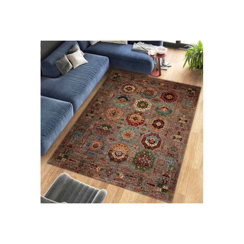 Tapis décoratif foncé lavable à la machine, Rectangle 2 pi 4 po x 3 pi 11 po