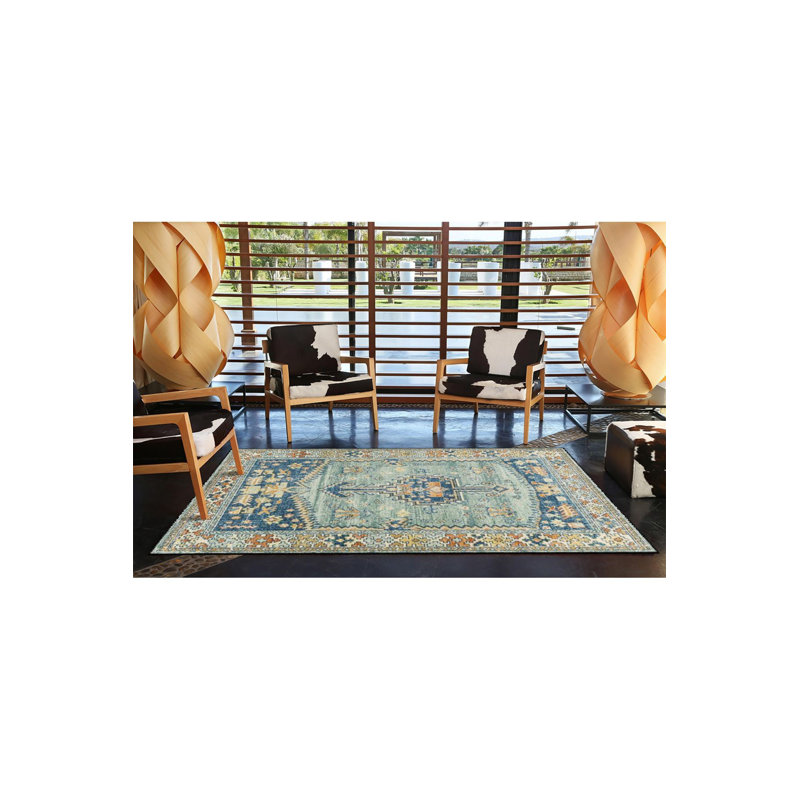 Tapis lavable à motif floral moderne Modern Green, Sous-tapis rectangulaire 5 pi 1 po x 7 pi 7 po inc