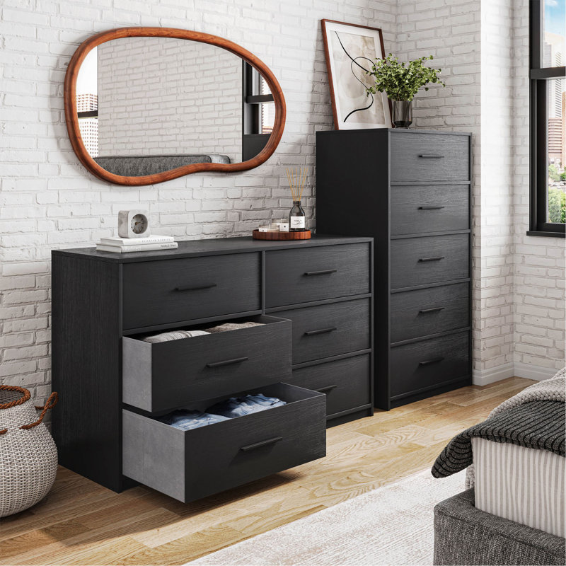 Commode avec grands tiroirs en tissu