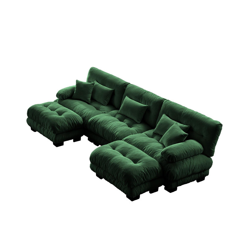 Canapé modulaire de luxe Luxury, H 35,4 po x l 133,8 po x P 36 po, Velours vert