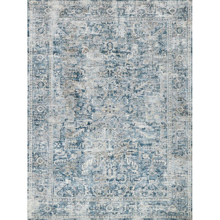 Antique Loom Blue Polyester powerloom Area Rug