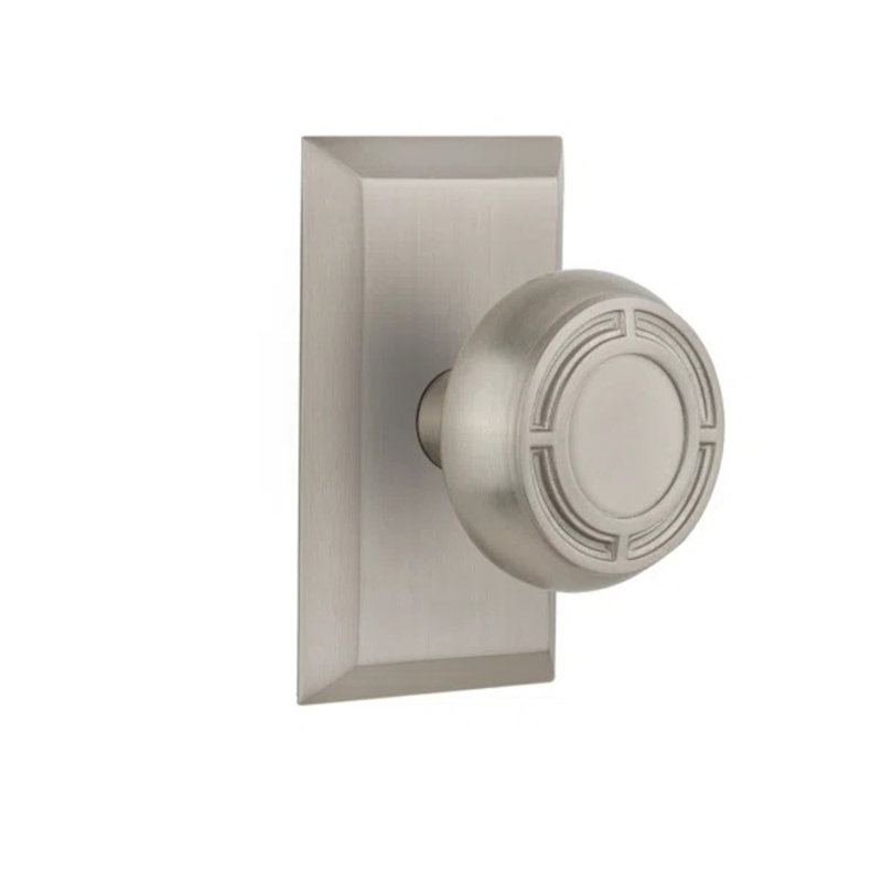 Studio Plate with Mission Door Knob, Satin Nickel, 2-3/4”