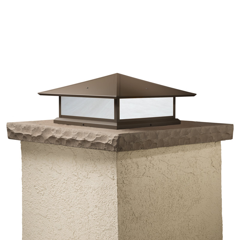 Abston Stained Glass Pier Mount Light, Wispy White, Powder Coat Bronze, 6.75" H x 12" W x 12" D