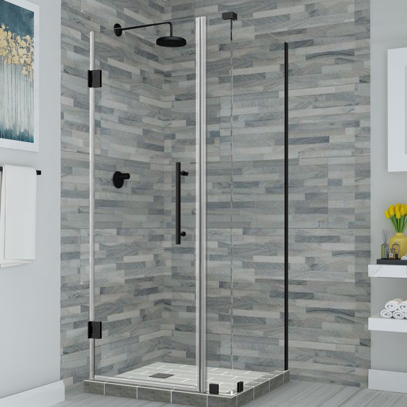 Cabine de douche rectangulaire à charnière sans cadre 35,25 po x 72 po Bromley