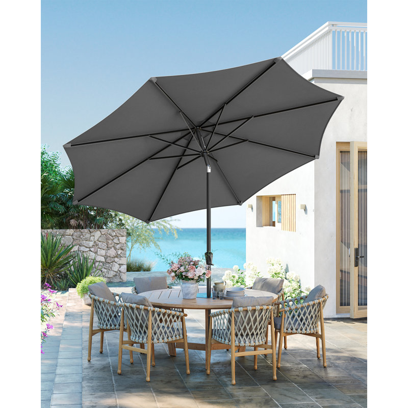 Cannie 3.4m Market Parasol, Grey/Brown/Blue