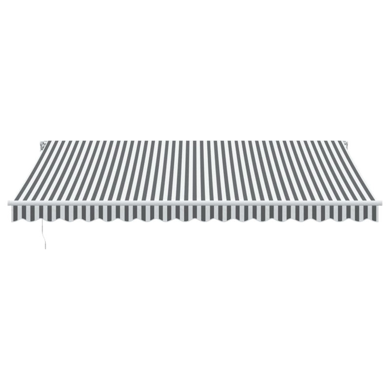 Manual Retractable Awning, 450cm H x 350cm W, Striped, White/Anthracite
