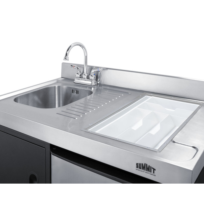 Summit 63" Black and Stainless Steel All-In-One Kitchenette with Gas Range