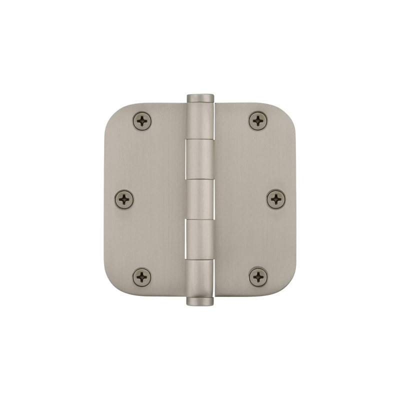 3.5'' x 3.5'' Brass Butt Bearing Hinge, Satin Nickel