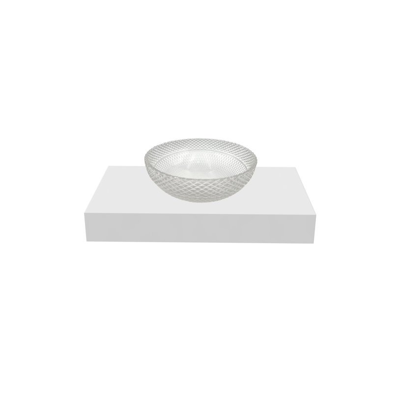 Jewel 16" Round Decorative Crystal Vessel Sinks With 30" White Base, Clear