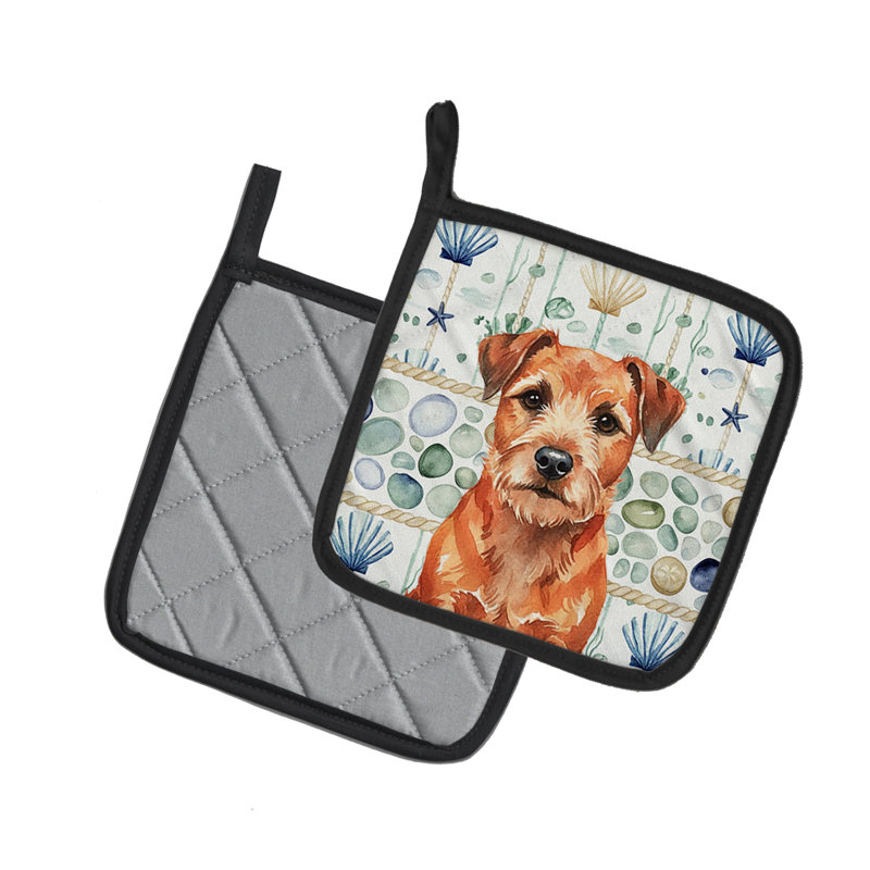 Paire de poignées en verre Red Border Terrier
