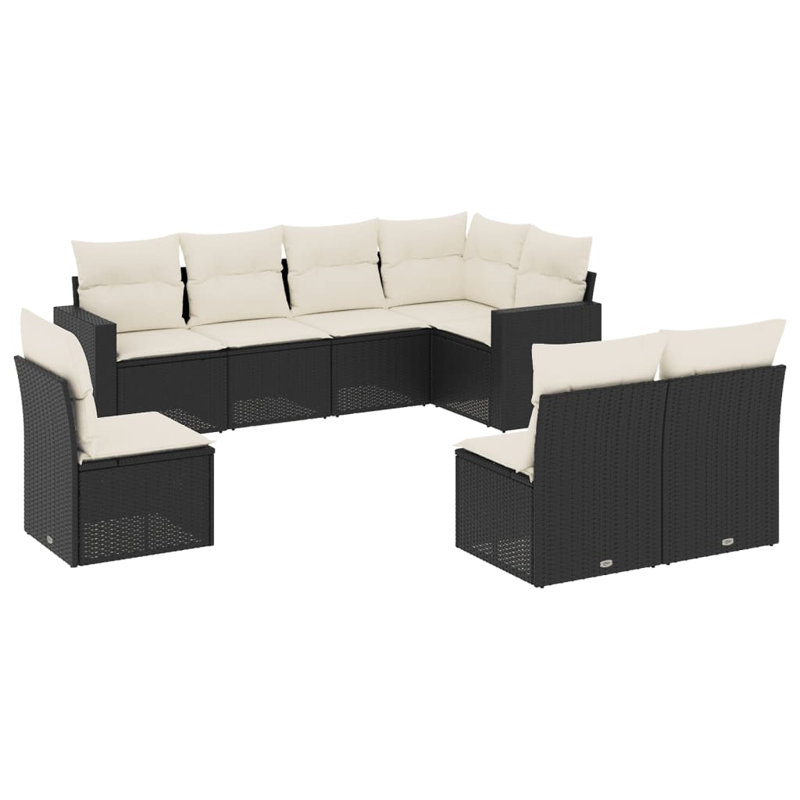 Ensemble de canapé de jardin Vidaxl noir, blanc crème