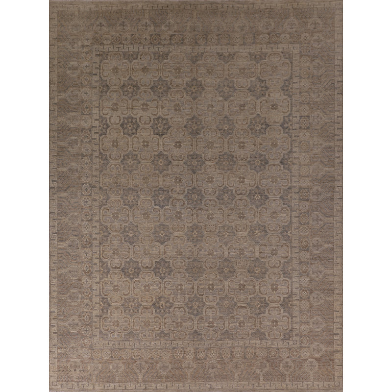 Tapis all-over à motif géométrique teinté Oushak 8 x 10