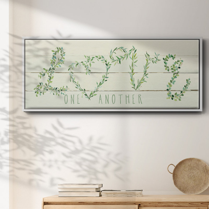 Shiplap Vines Love - toile encadrée, H 20 po x l 50 po