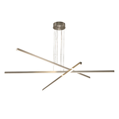 Rexite Lustre à DEL moderne - conception géométrique à 3 bras, suspension réglable, finition métallique élégante pour la salle à manger, le salon et le bureau