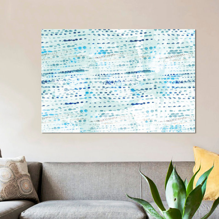 « dottted blue », reproduction d’art sur toile, H 8 po x l 12 po x P 0,75 po, Pas de tapis, Toile tendue