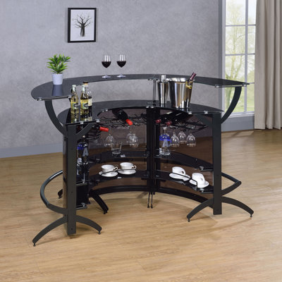 Chrystopher 2-Shelf Curved Home Bar Glass (Set Of 3)