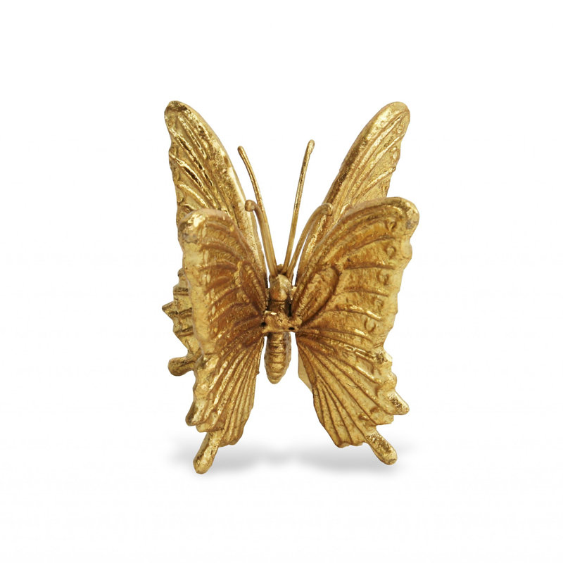 Sculpture double papillon en fonte dorée