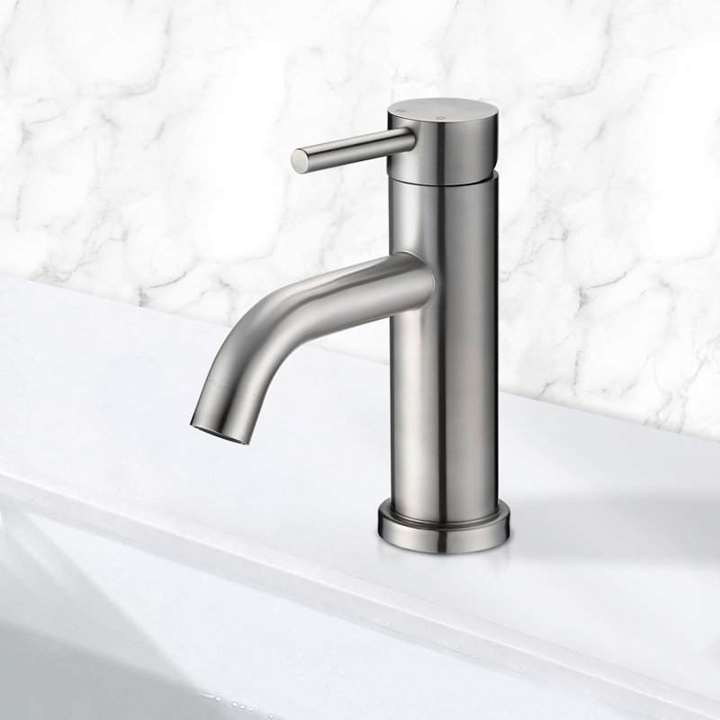 Single-Hole Single-handle Bathroom Faucet with Drain Assembly, Brushed Nickel