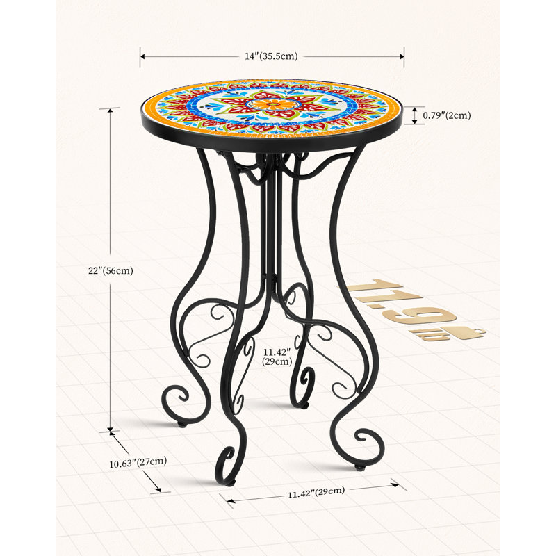Table d'appoint ronde ronde 14 po