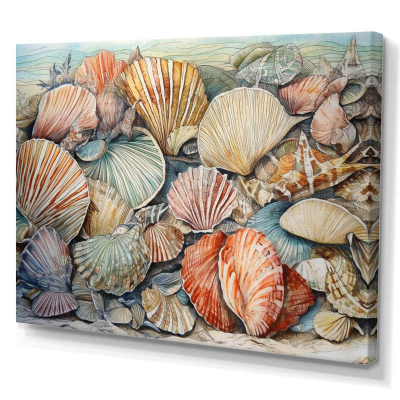 Seaside Seashells IV sur toile, H 12 po x l 20 po x P 1 po, Toile tendue