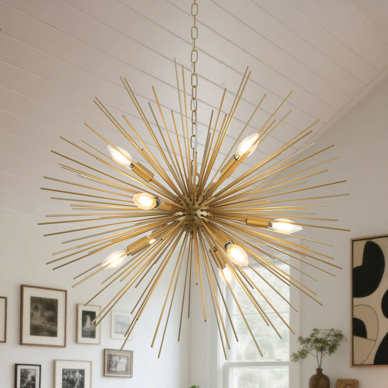 Lustre spoutnik 9 lumières 28 "doré