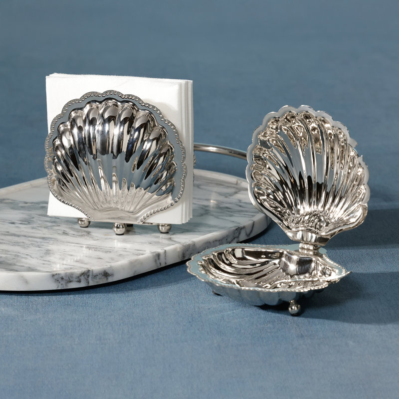 Cap Ferrat Fan Shell Napkin Holder, Nickel