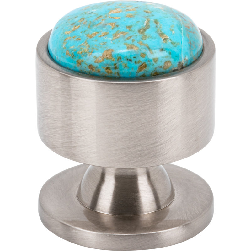 Firesky Diameter Knob, Brushed Satin Nickel, Mohave Blue, 1 1/8"