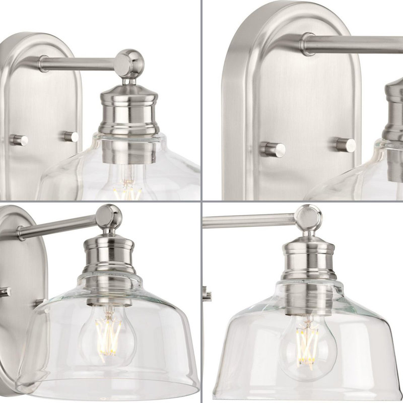 Brushed Nickel 1-Light Vanity Fixture with Clear Glass Shade
