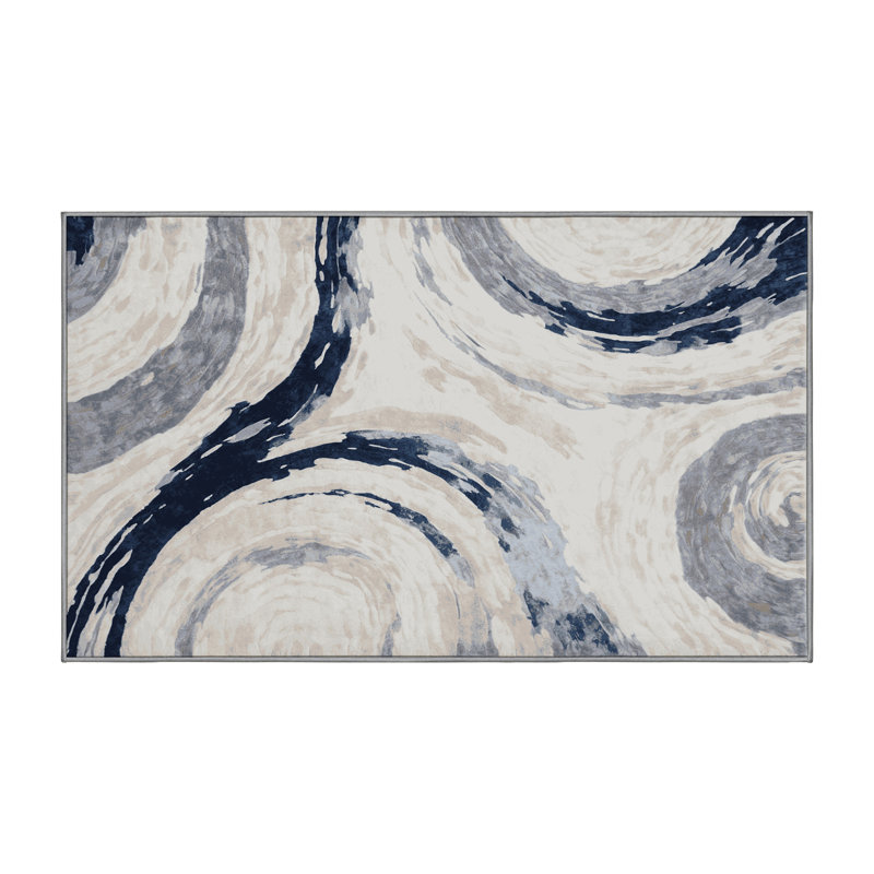 Machine Washable Gray Area Rug, Rectangle 7' x 10'