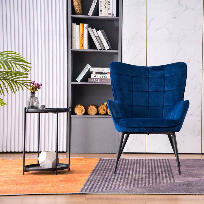 Juin Velvet Accent Chair, Navy
