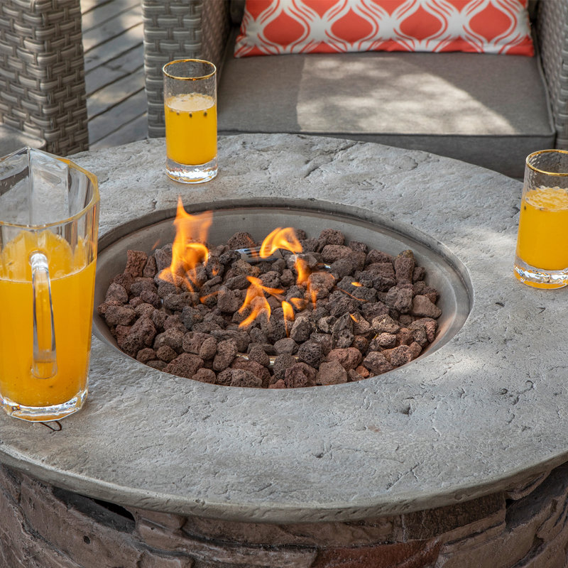 Cliff Round Concrete Propane Fire Pit Table
