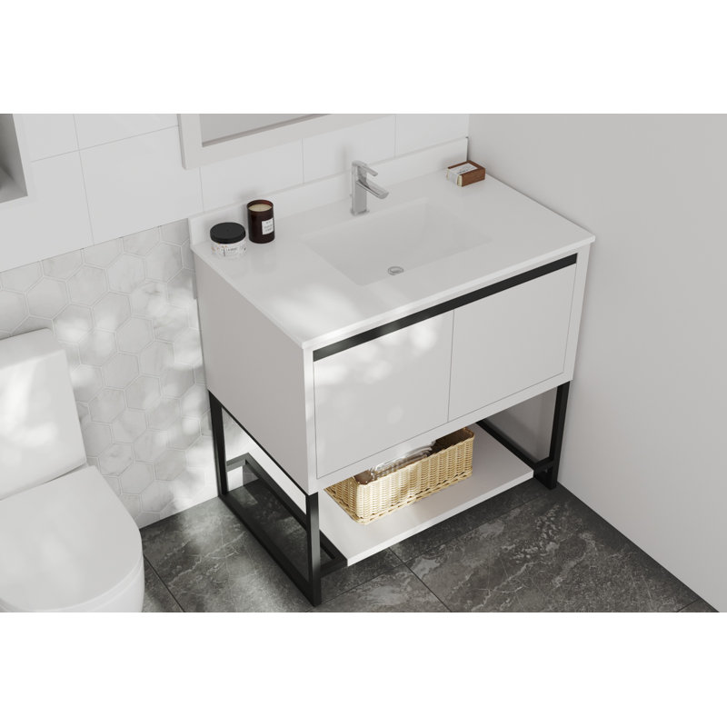 Ensemble de meuble-lavabo simple 36 po Riey, LXDV1126, Blanc