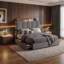 Lit plateforme tapissier moderne avec lumières DEL, ports USB, casiers latéraux et 2 tiroirs sous le lit, cadre de lit avec rangement-1421295005-1421295007