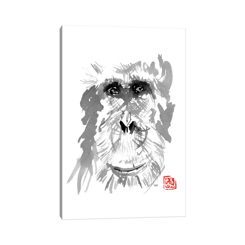 Old Orangutan by Péchane - Print on Canvas, 20.32 cm H x 30.48 cm W, Wrapped Canvas