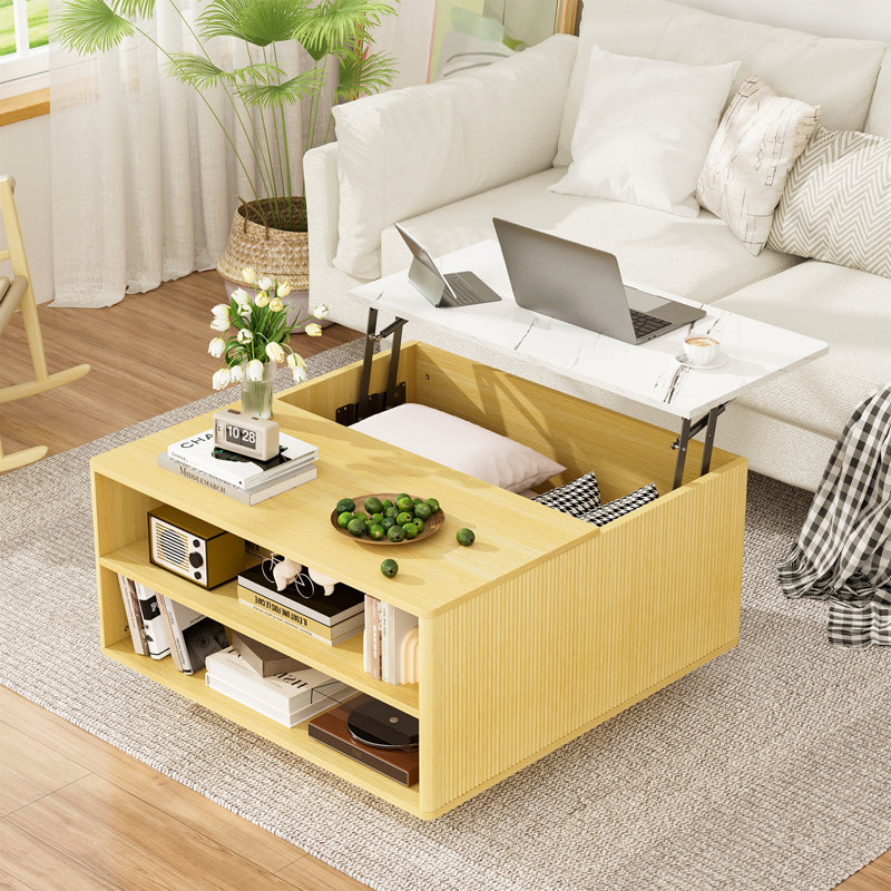 Table basse à plateau relevable avec rangement pour le salon