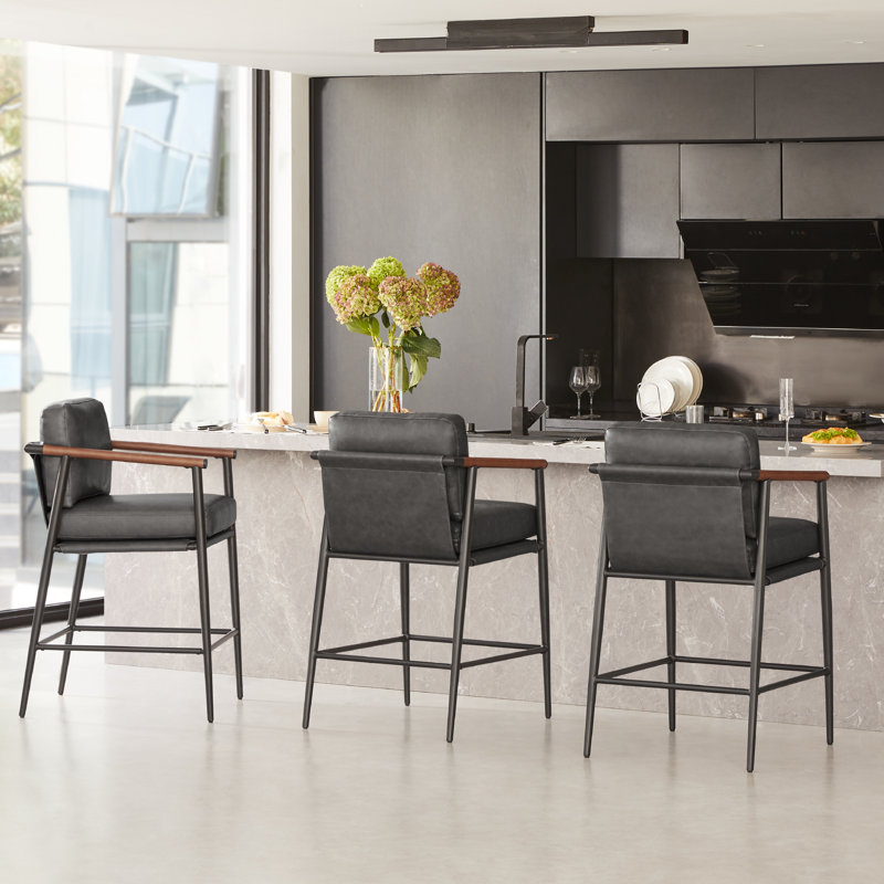 Atik Upholstered Counter Stool with Metal Frame