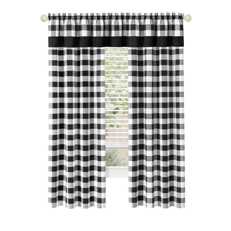 Paire de rideaux semi-transparents avec passe-tringle Jazzy, Noir