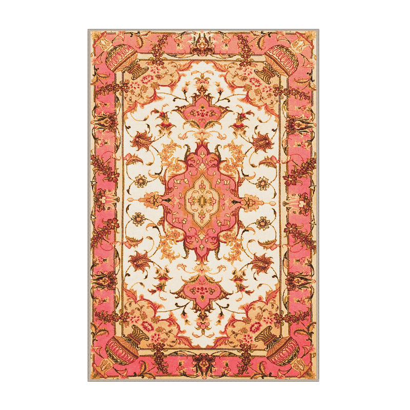 Tapis orange / brun en laine et polyester à motif floral tissé à la machine 5 pi x 7 pi