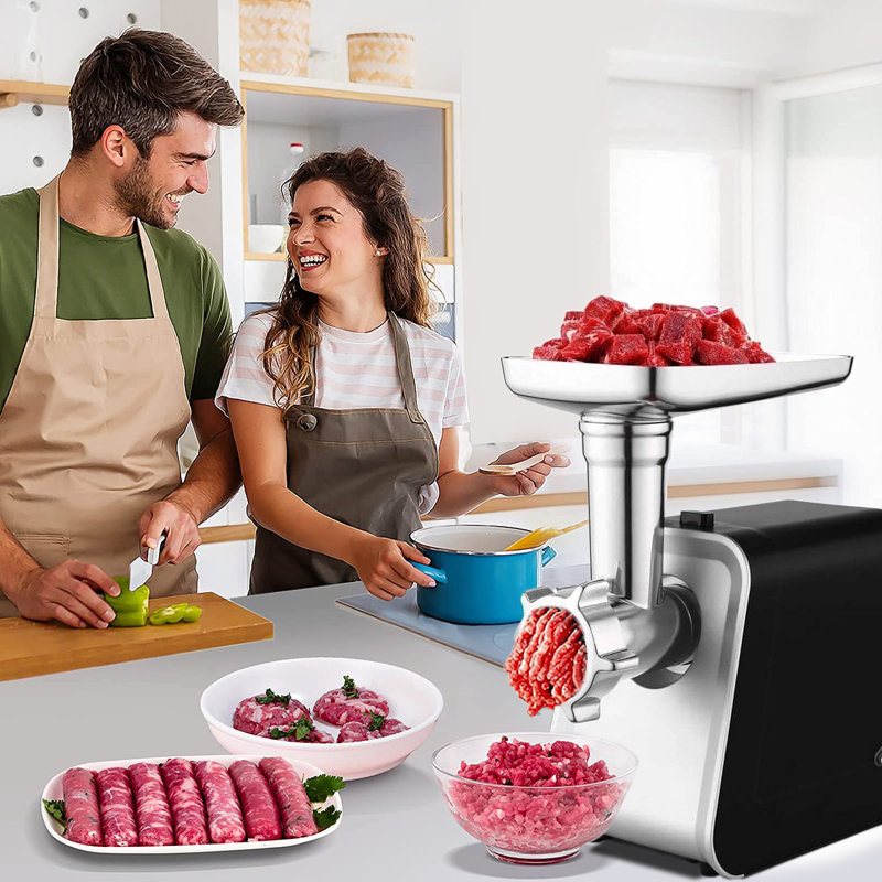 2000W Electric Meat Grinder with 3 Grinding Plates, Sausage Stuffing Tubes, Kubbe Kits, ETL Approve
