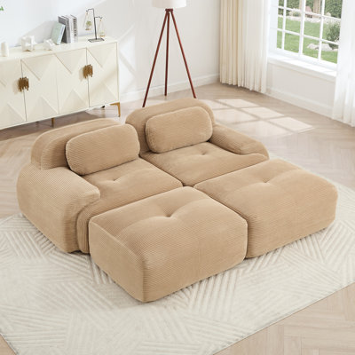 Luxury Corduroy Fabric Modular Sofa For Free Combo Separation, Anti-Slip Design High-Resilience Sponge Fits Living Rooms Bedrooms Audiovisual Room