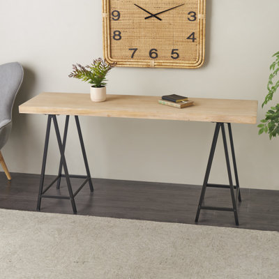 Console Yimar en bois brun avec supports en métal noir
