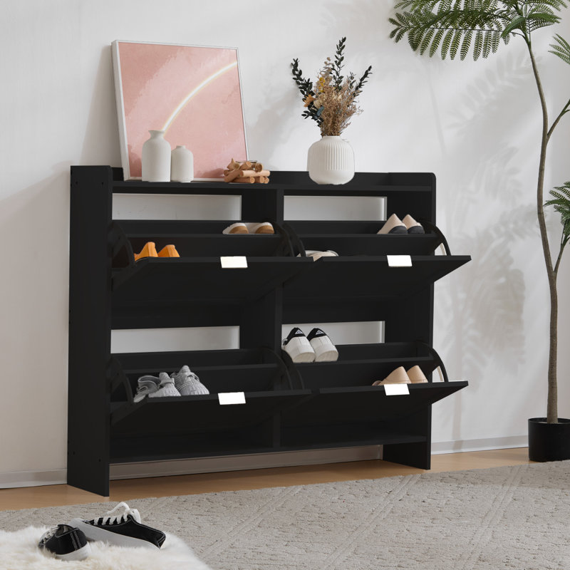 20 Pair Shoe Storage Cabinet, Black