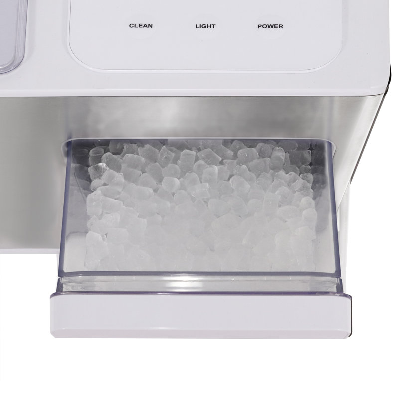 Whynter SonicSnö Countertop Nugget Ice Maker 40lbs/24hrs Chewable Pebble/Sonic Type Ice, Stainless Steel/White