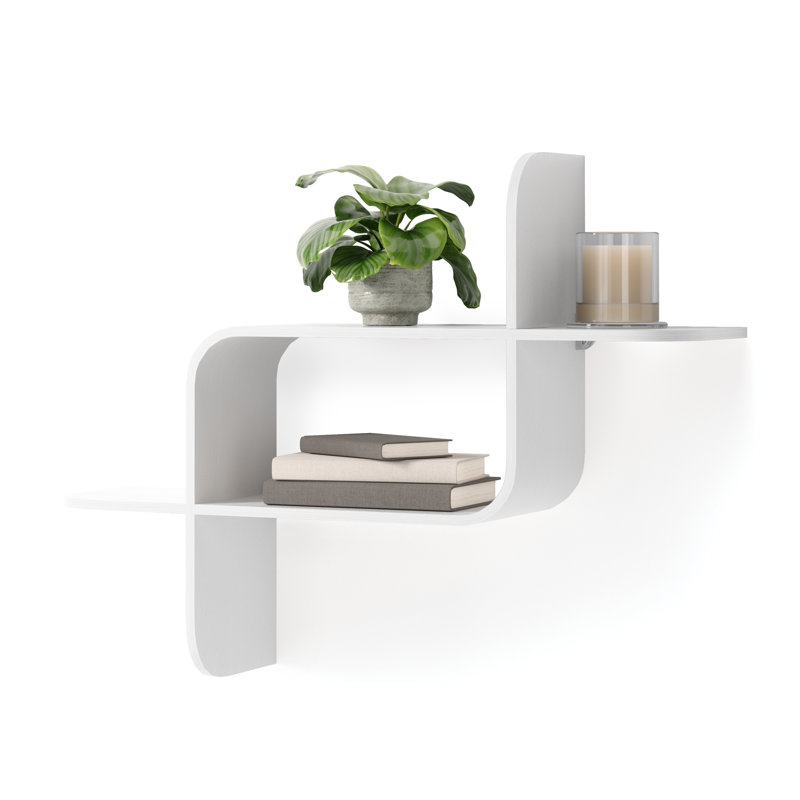 Montage 1-Piece Modern Wall-Mounted Floating Shelf, White