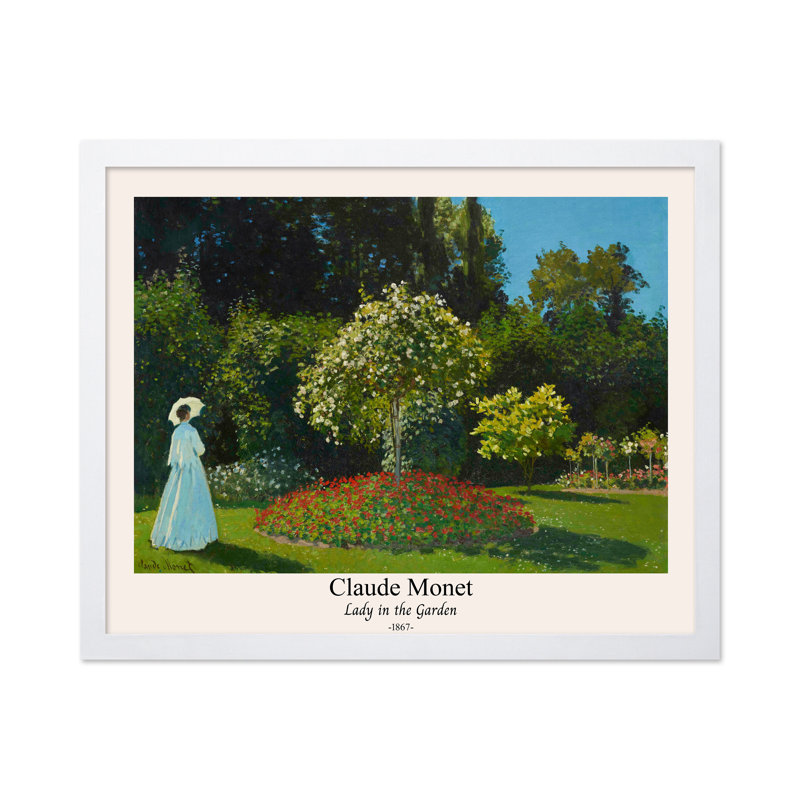 Claude Monet - Dame dans le jardin, Poster, 24"H x 32"W, White Framed